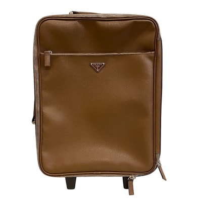 プラダ PRADA スーツケース 三角プレート キャリーケース キャリーバッグ トラベルバッグ 旅行バッグ ブラウン