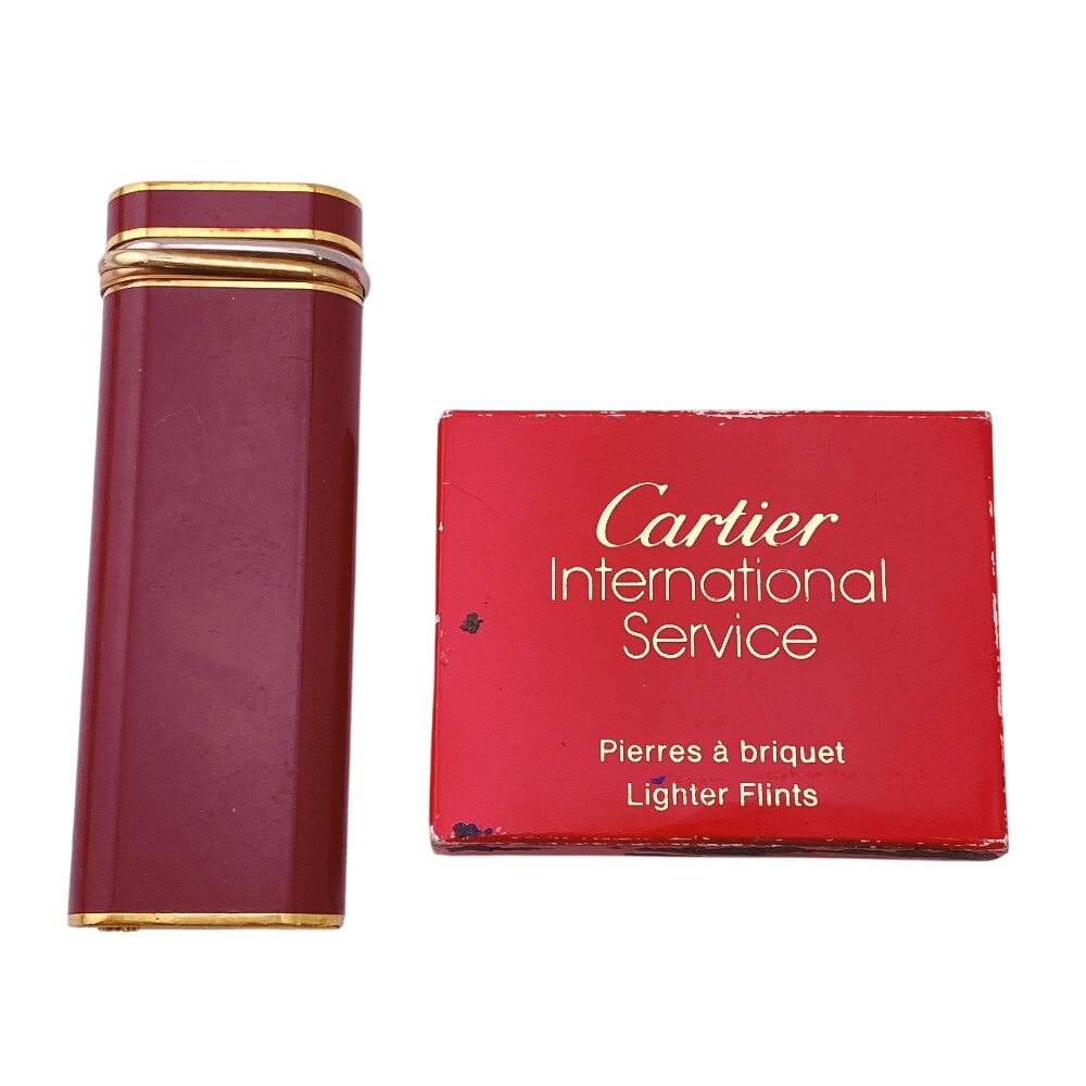カルティエ CARTIER ライター トリニティ ガスライター ローラー式 ワインレッド