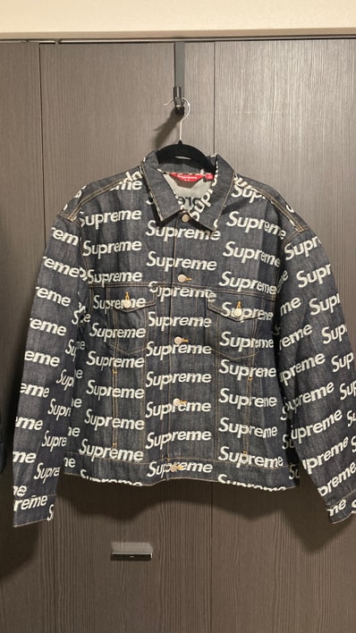 Supreme Jacquard Logos Denim Trucker Jacket "Indigo"