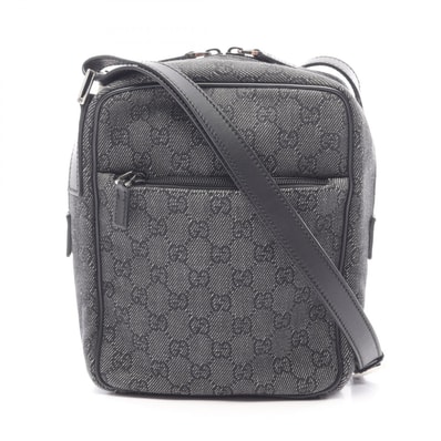 グッチ GUCCI GG柄 ショルダーバッグ バッグ デニム レザー レディース ブラック系 03136 【中古】
