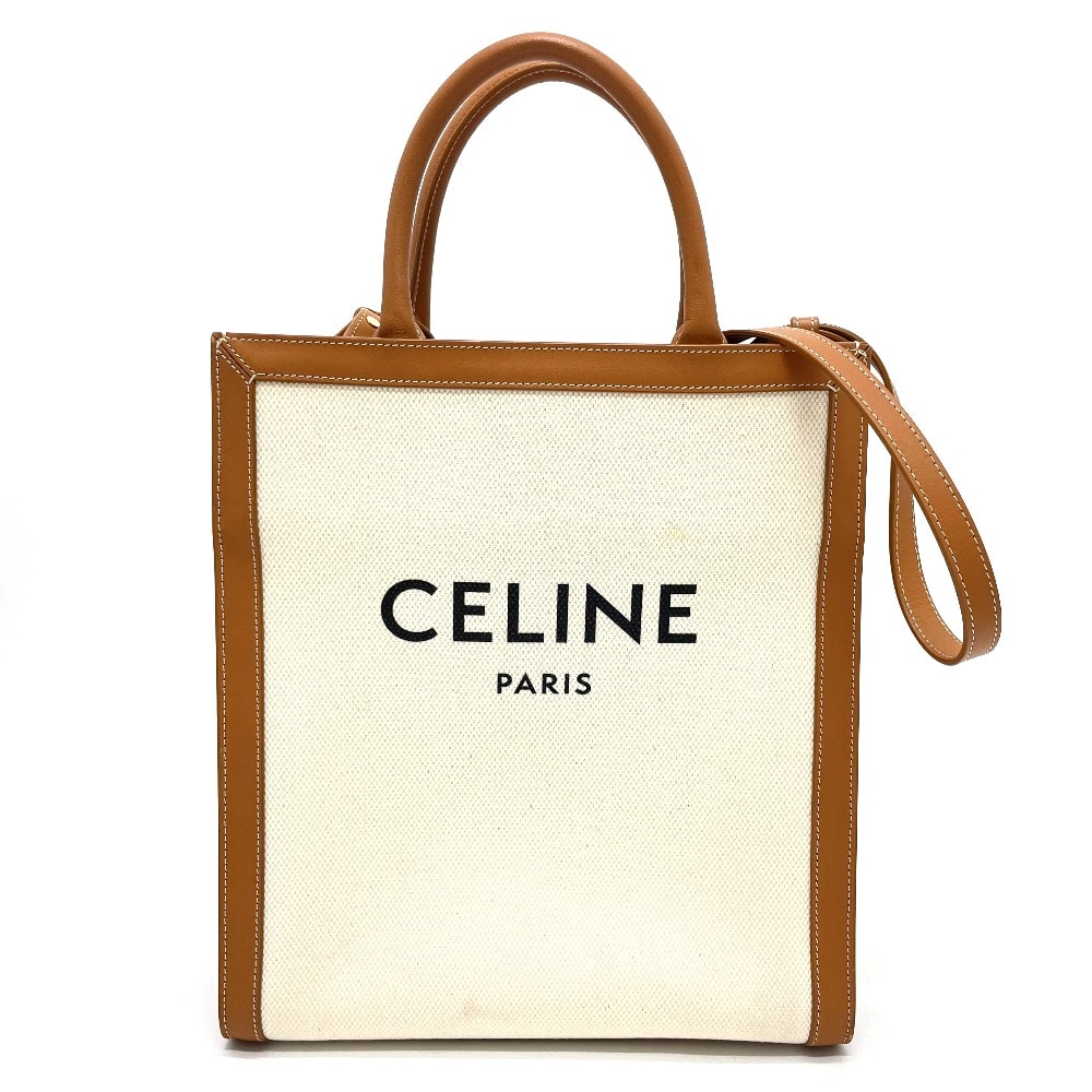 セリーヌ CELINE スモール 192082BNZ.02NT バーティカル カバ カバン 2WAY トートバッグ ショルダーバッグ レザー/キャンバス ナチュラル×タン