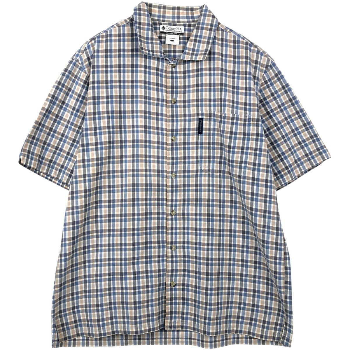古着 00年代 コロンビア Columbia 半袖 コットン チェックシャツ メンズL相当/eaa650656