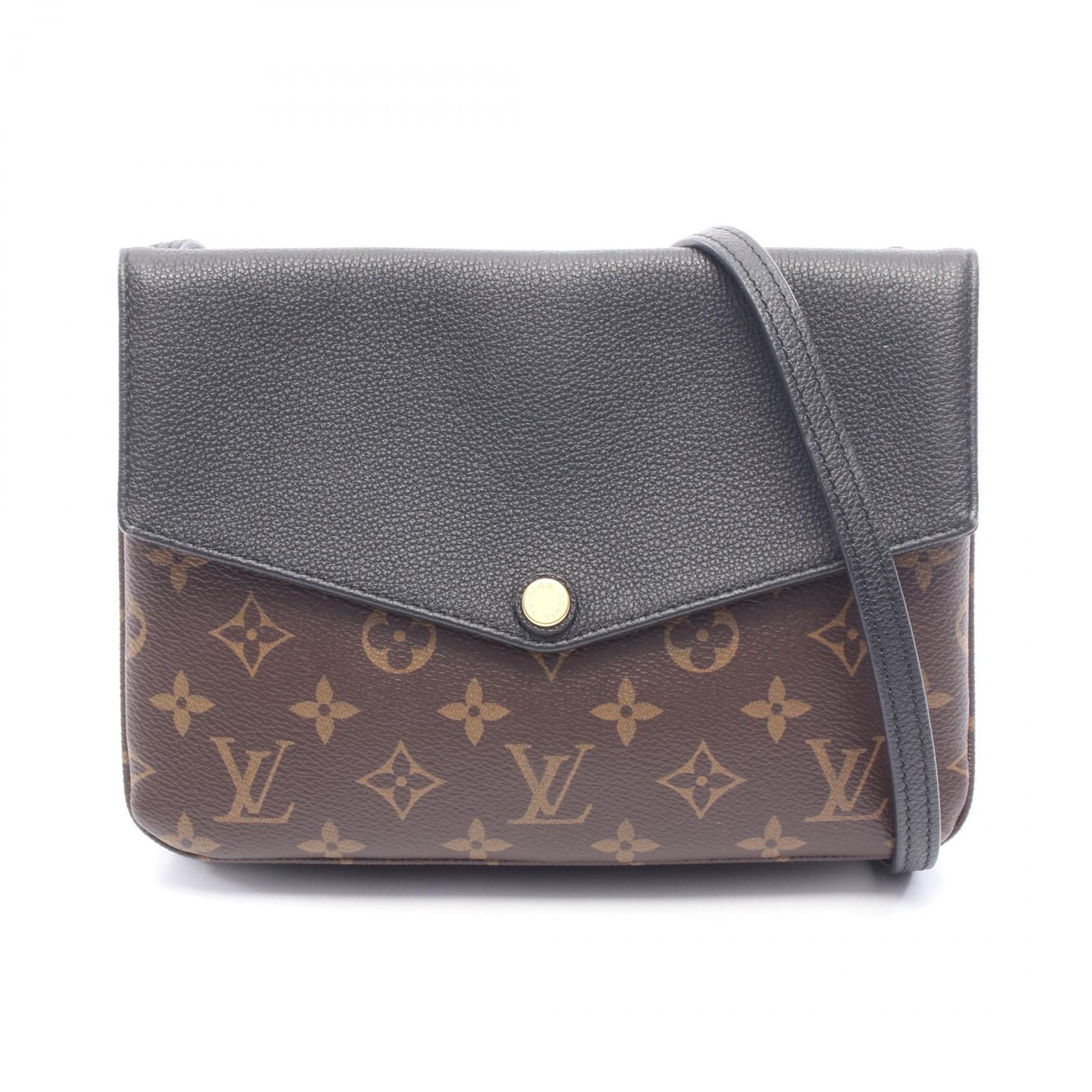 ルイ・ヴィトン LOUIS VUITTON トワイス ショルダーバッグ バッグ PVCコーティングキャンバス レザー モノグラム ノワール レディース ブラウン系 / ブラック系 M50185 【中古】