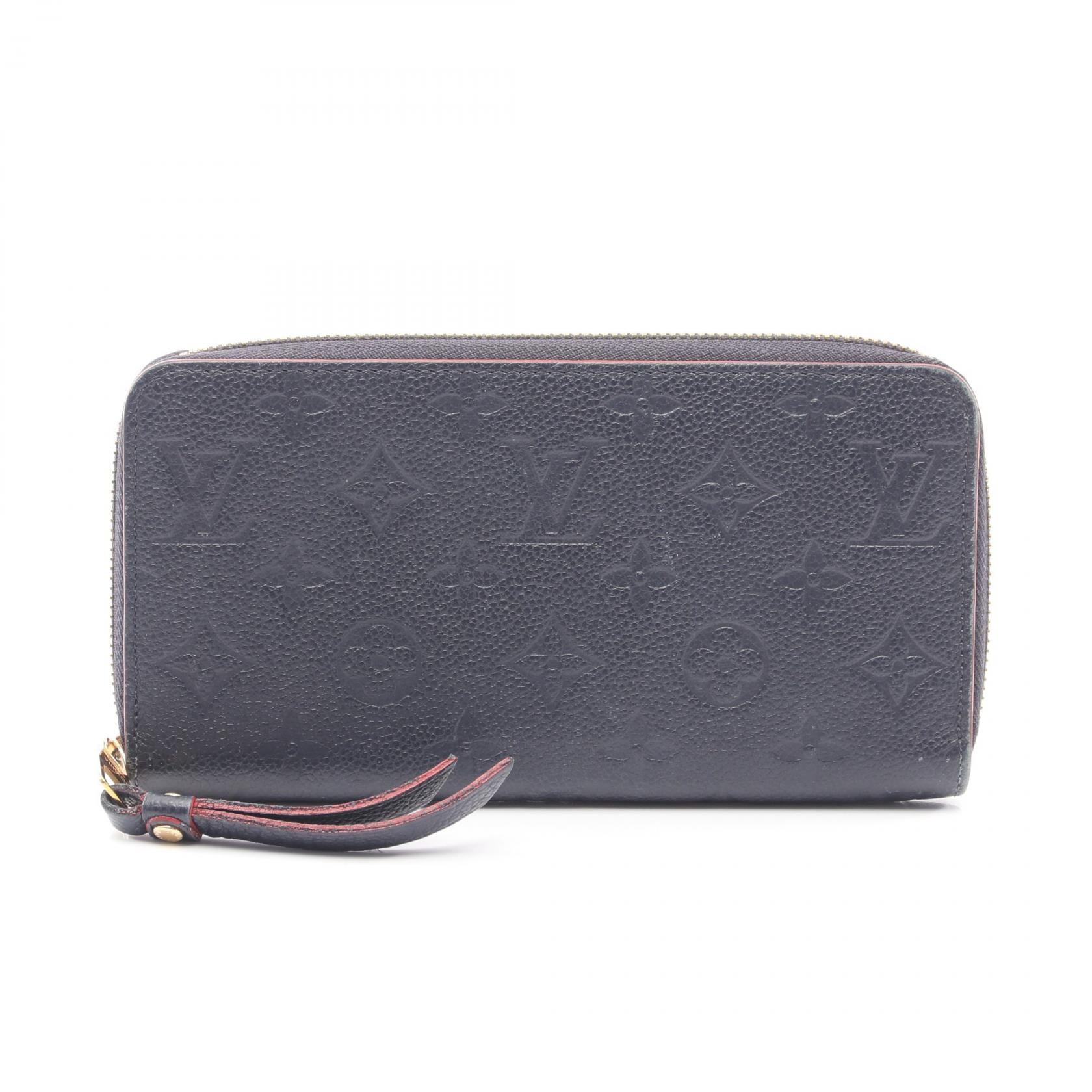 ルイ・ヴィトン LOUIS VUITTON ジッピー ウォレット モノグラムアンプラント マリーヌルージュ ラウンド長財布 財布 レザー モノグラム・アンプラント マリーヌルージュ レディース ネイビー系 / レッド系