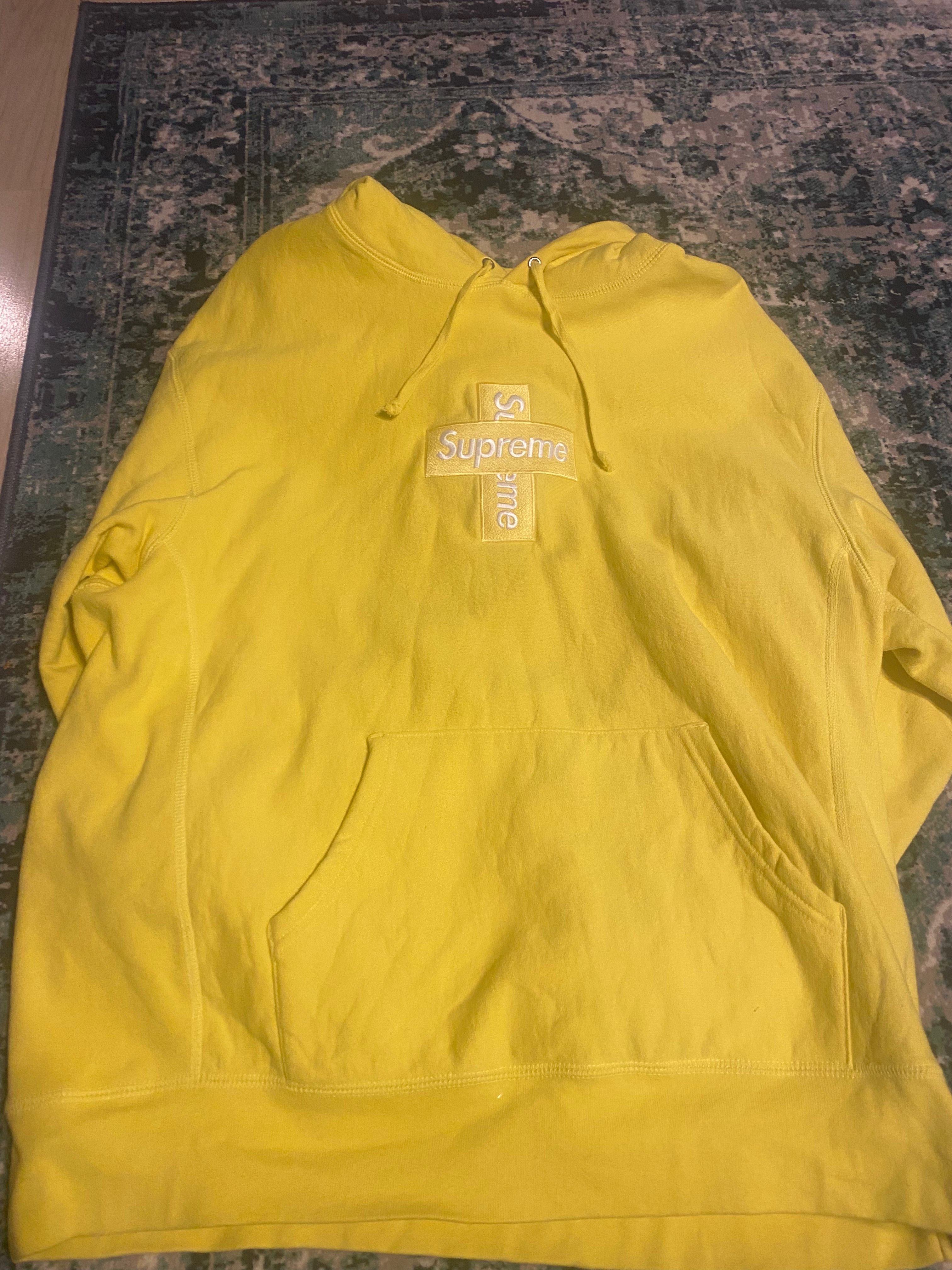 Supreme Cross Box Logo Hooded Sweatshirt "Yellow"