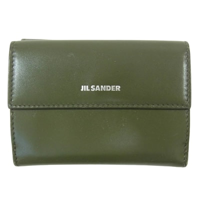 JIL SANDER ジルサンダー 財布 三つ折り ミニ ウォレット 財布 カーキ系【中古】