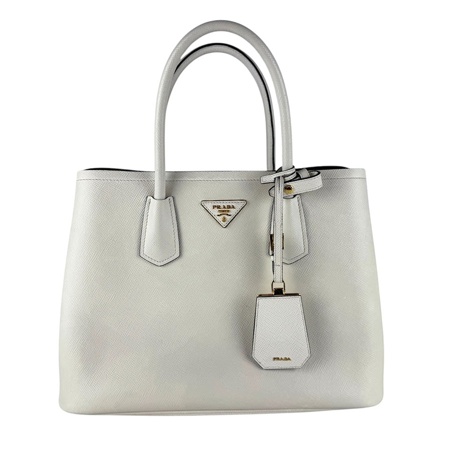 プラダ PRADA ハンドバッグ ショルダーバッグ レザー アイボリー レディース【中古】 z10653