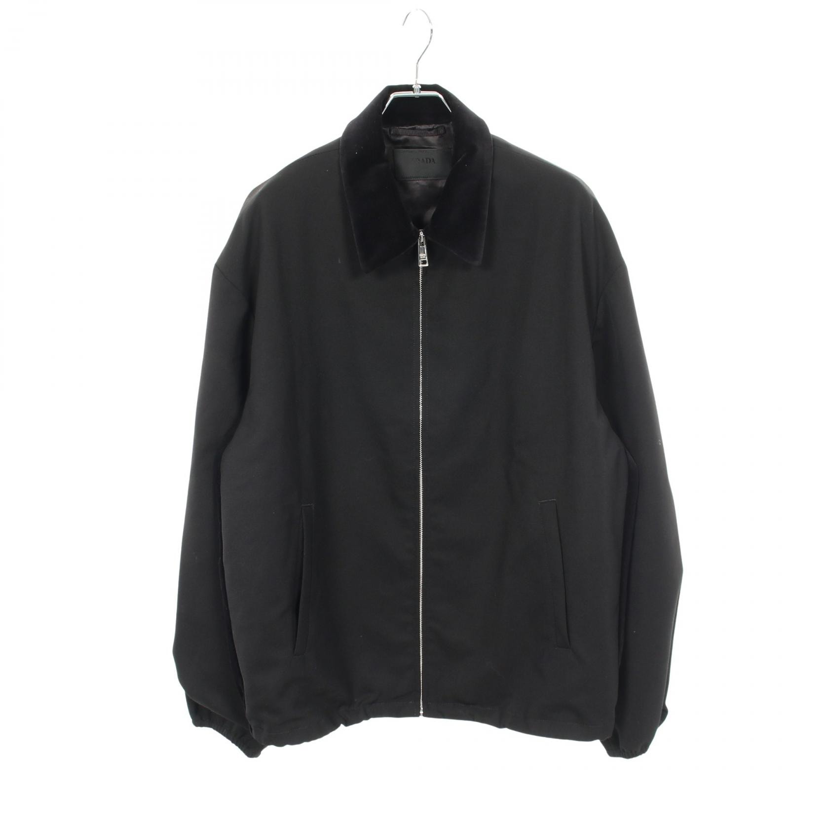 プラダ PRADA ベロア切替 ジップアップ 衣料品 アウター ウール メンズ ブラック系 【中古】