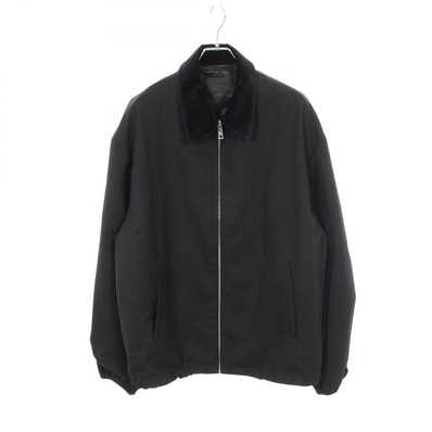 プラダ PRADA ベロア切替 ジップアップ 衣料品 アウター ウール メンズ ブラック系 【中古】