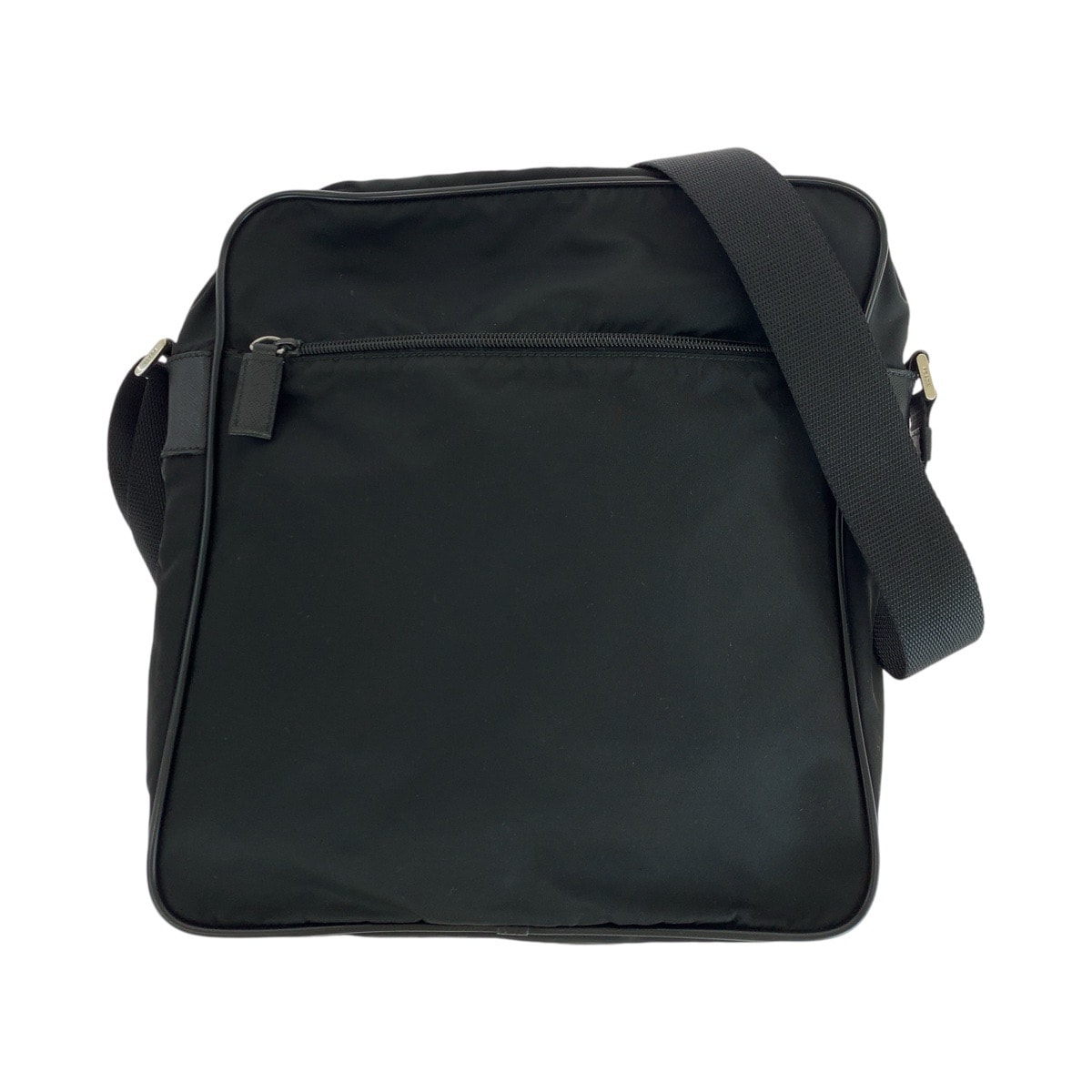 美品 PRADA プラダ テスート 三角ロゴプレート ブラック 黒 シルバー金具 ナイロン レザー/ ショルダーバッグ ポシェット 男女兼用 503494 【中古】