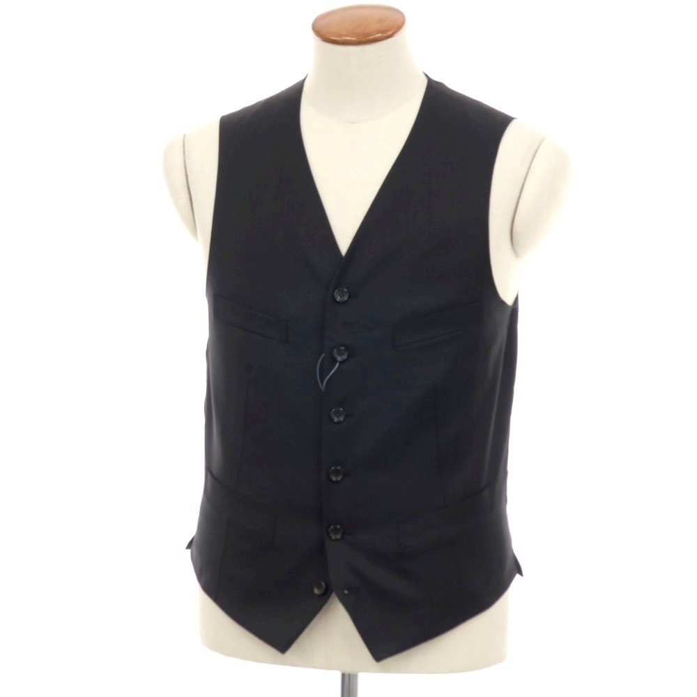 【中古】コムデギャルソン オムドゥ COMME des GARCONS HOMME DEUX 2024年春夏 ウールポリエステル ヘリンボーン ドレス系ジレ ベスト ブラック【サイズM】【メンズ】