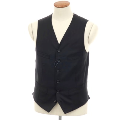 【中古】コムデギャルソン オムドゥ COMME des GARCONS HOMME DEUX 2024年春夏 ウールポリエステル ヘリンボーン ドレス系ジレ ベスト ブラック【サイズM】【メンズ】