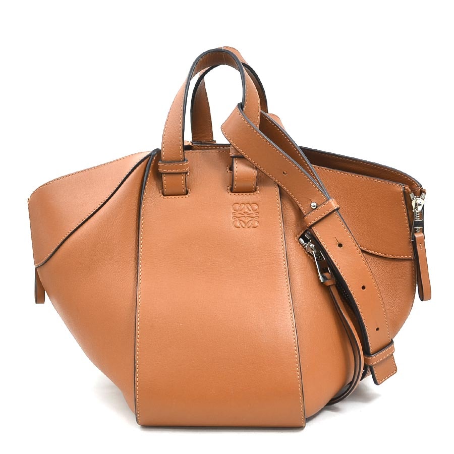 ロエベ LOEWE ハンドバッグ ショルダーバッグ ハンモック レザー ブラウン レディース【中古】 90290a