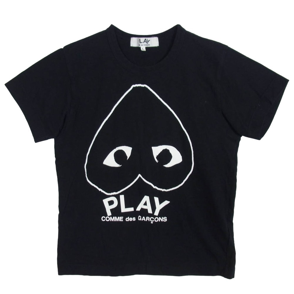 PLAY COMME des GARCONS プレイコムデギャルソン Tシャツ AZ-T113 逆さハート ロゴ プリント 半袖 Tシャツ カットソー ブラック系 L【中古】