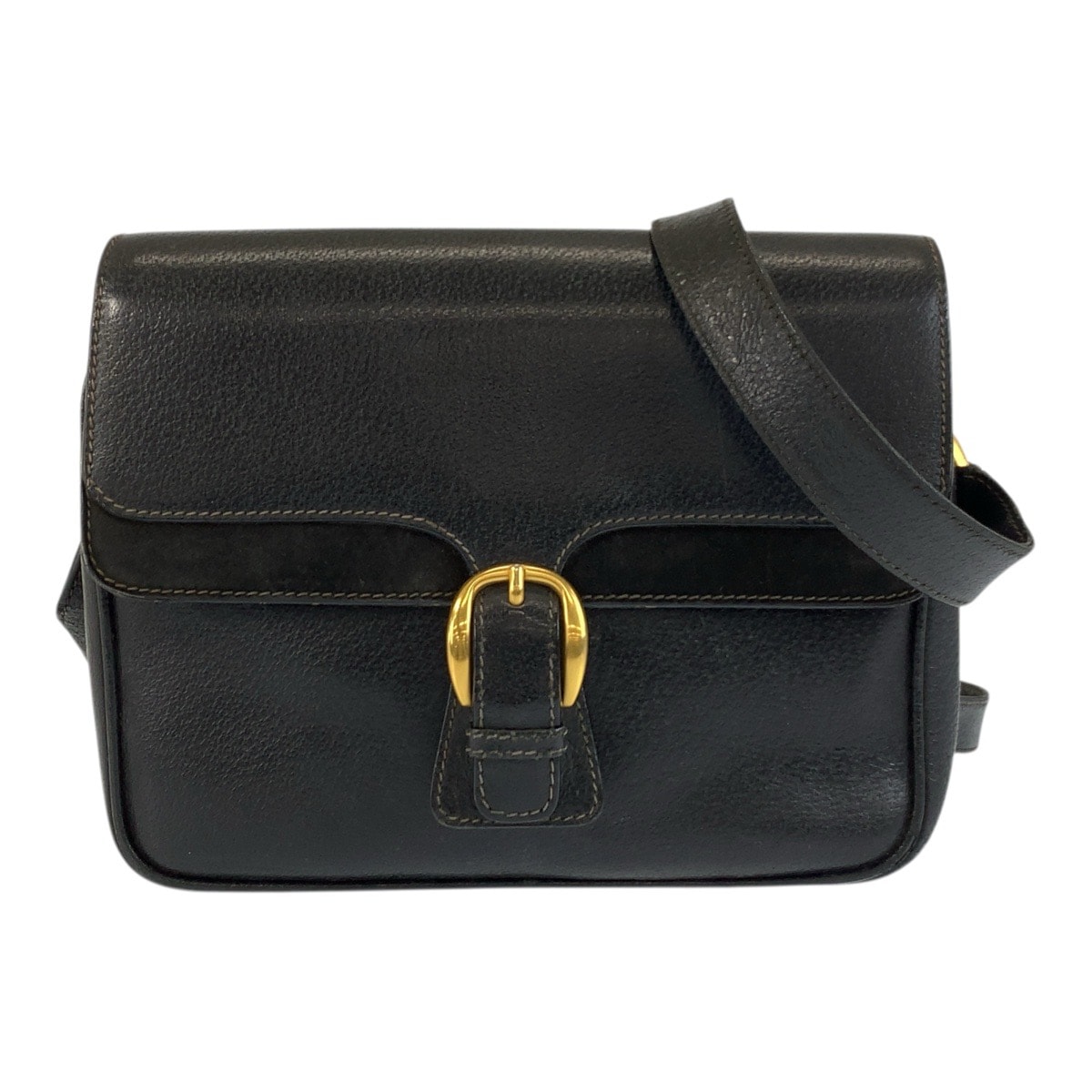 GUCCI グッチ ブラック 黒 ゴールド金具 レザー スウェード/ ショルダーバッグ ポシェット 600297 【中古】