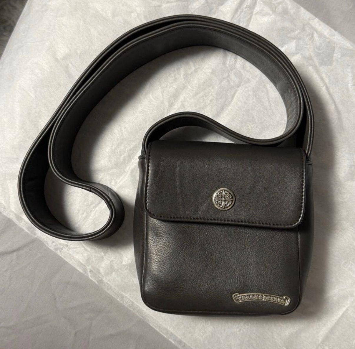 Chrome Hearts Cross Button Leather Shoulder Bag Hot Pot "Black"