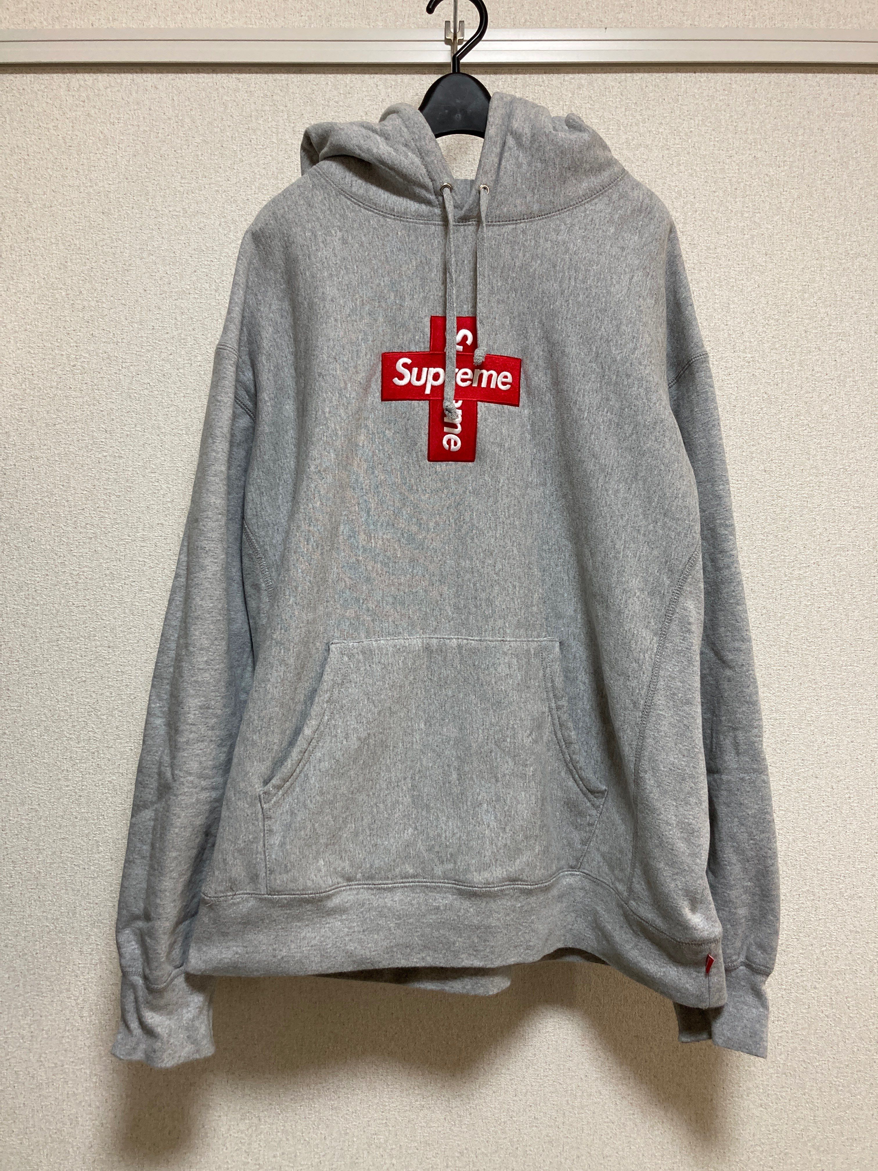 Supreme Cross Box Logo Hooded Sweatshirt "Grey"