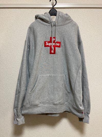 Supreme Cross Box Logo Hooded Sweatshirt "Grey"