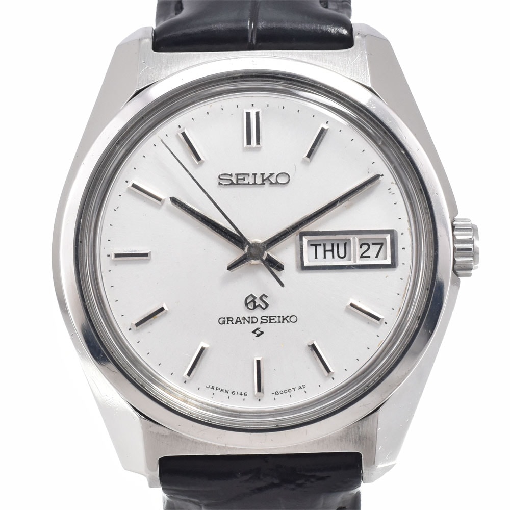 セイコー SEIKO 6146-8000 ヴィンテージ グランドセイコー デイデイト ハイビート36000 シルバー 自動巻き メンズ 良品 腕時計 K#150467