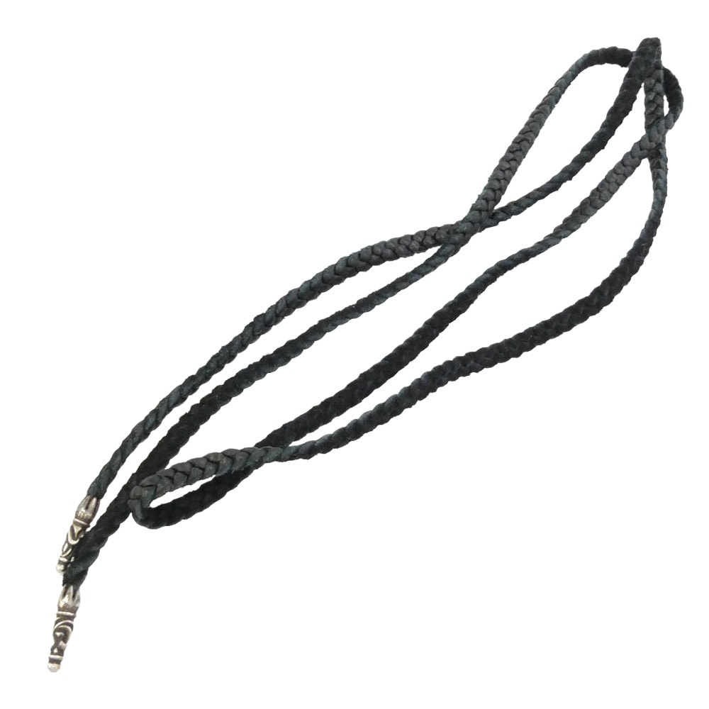CHROME HEARTS クロムハーツ(原本無) LEATHER BRAID スクロール レザーブレード ネックレス ブラック系 シルバー系【中古】