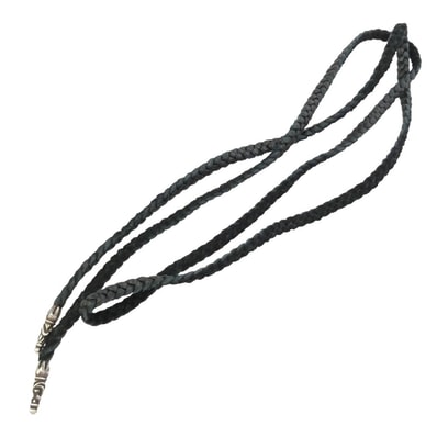 CHROME HEARTS クロムハーツ(原本無) LEATHER BRAID スクロール レザーブレード ネックレス ブラック系 シルバー系【中古】