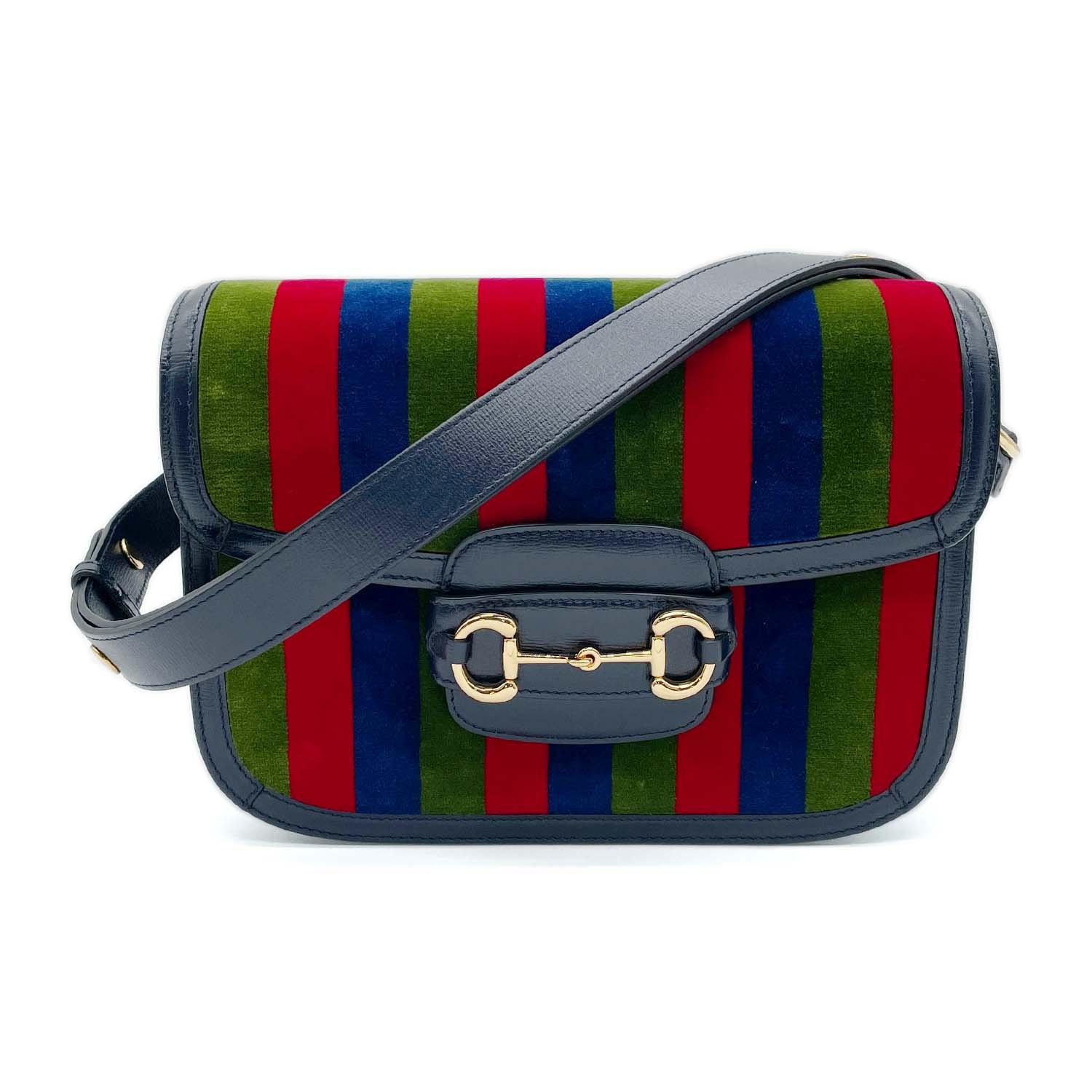 GUCCI グッチ ホースビット ショルダーバッグ
レザー ベロア ネイビー レディース
【中古】