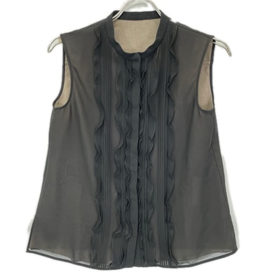 フォクシー 44684 ブラック ラッフルトップ ブラウス 38