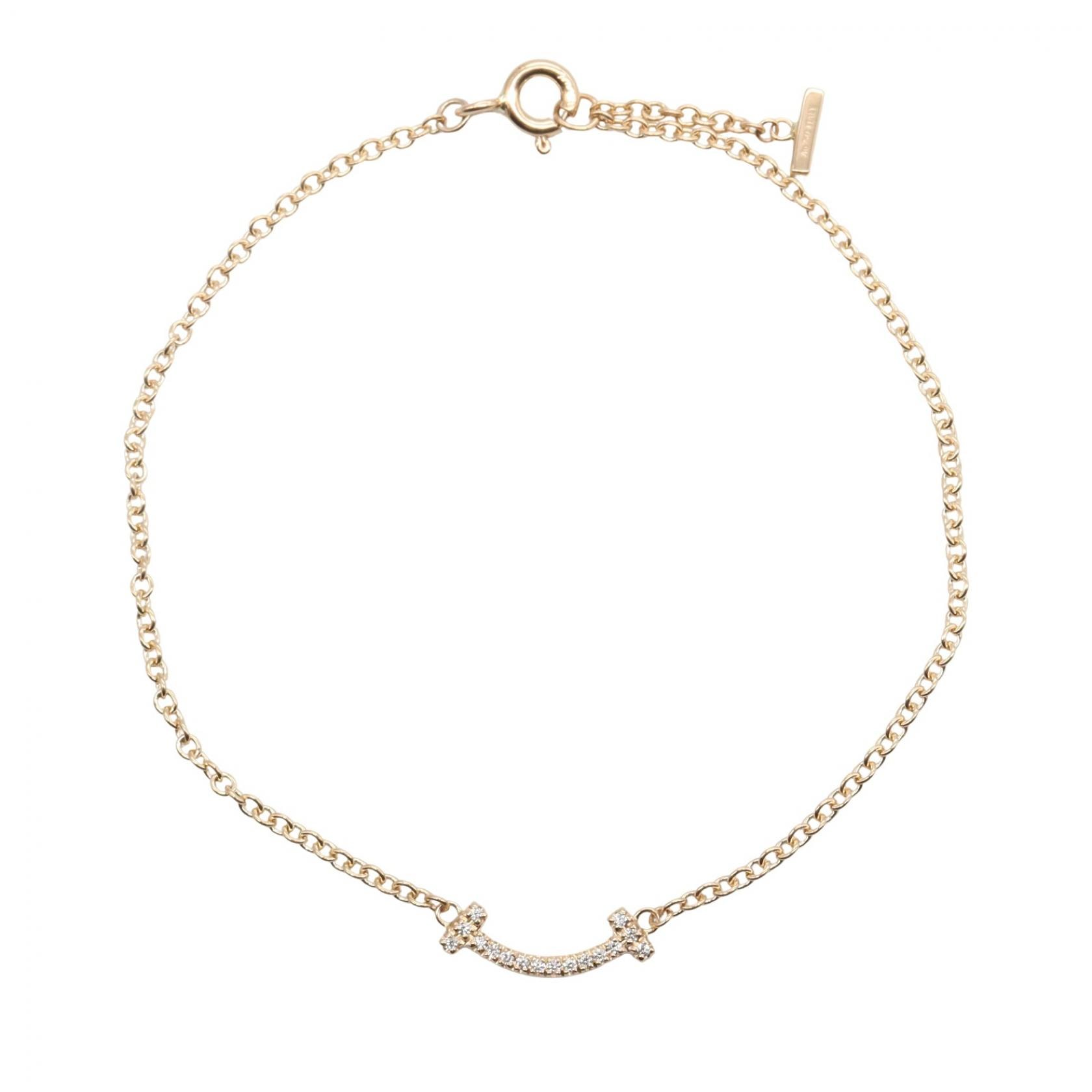 ティファニー TIFFANY&CO Tスマイル ミニ ブレスレット ダイヤ ブレスレット アクセサリー K18PG(ピンクゴールド) ダイヤモンド レディース ゴールド系 / クリア系 62994576 【中古】
