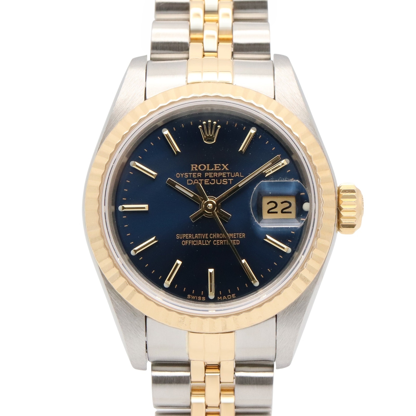 ロレックス ROLEX デイトジャスト L番 腕時計 時計 K18(イエローゴールド) ステンレススチール レディース ブルー系 バー 69173 【中古】