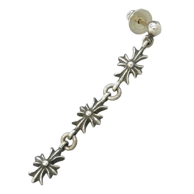 Chrome Hearts 18K Tiny E CH Plus 3 Drop 3 Diamond Earrings "White Gold"