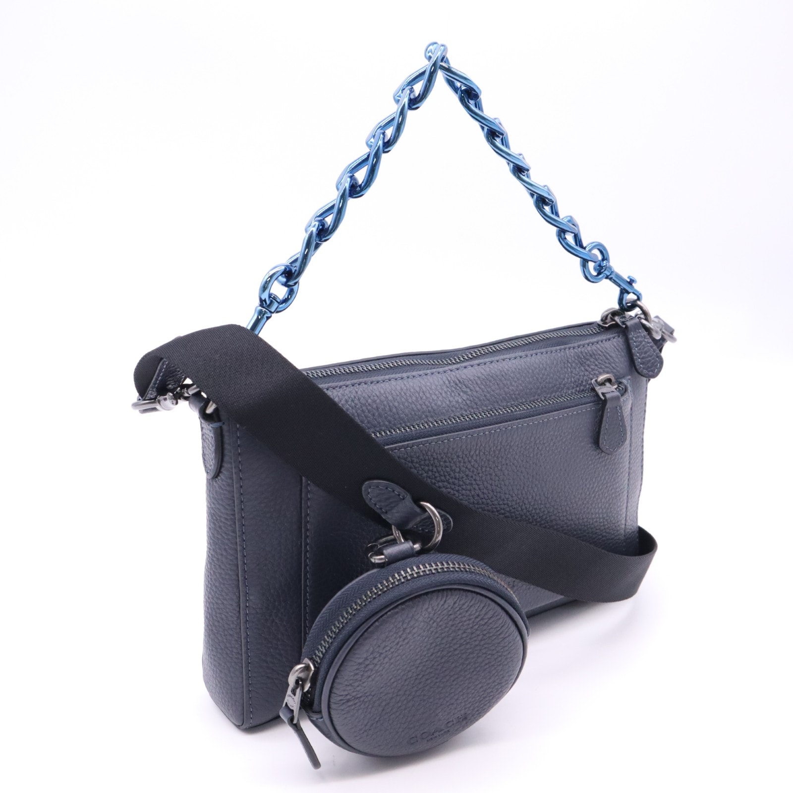COACH コーチ リファインドペブルレザー ホールデン クロスボディ CE682 2wayショルダーバッグ ネイビー ブラック リファインドペブルレザー レディース