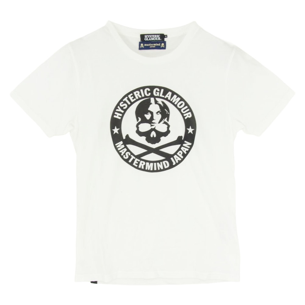 HYSTERIC GLAMOUR ヒステリックグラマー 0233CT24 × mastermind JAPAN マスターマインドジャパン ガール スカル プリント Tシャツ 半袖カットソー ホワイト系 M【中古】