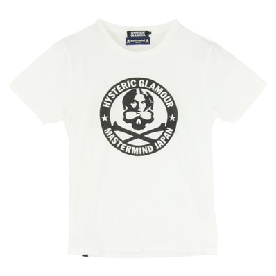 HYSTERIC GLAMOUR ヒステリックグラマー 0233CT24 × mastermind JAPAN マスターマインドジャパン ガール スカル プリント Tシャツ 半袖カットソー ホワイト系 M【中古】