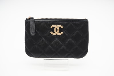 極美品 CHANEL シャネル キャビアスキン スモールポーチ AP2967 コインケース ブラック グレインカーフレザー レディース