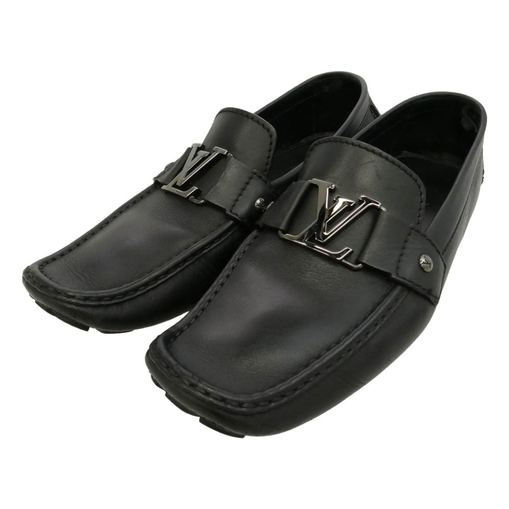 LOUIS VUITTON ルイ・ヴィトン モンテカルロ ライン LVロゴ ローファー ドライビングシューズ ブラック系 8.5【中古】