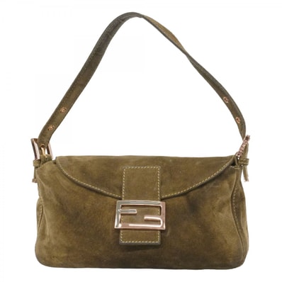 【6dd4358】フェンディ ハンドバッグ スウェード ブラウン ピンクゴールド金具【中古】レディース