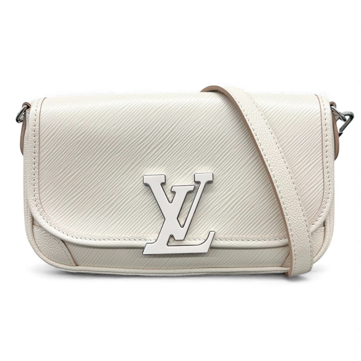 LOUIS VUITTON 極美品 ルイヴィトン ビュシNM エピ クオーツ 2way ショルダーバッグ M59457 レザー RFID確認済 ホワイト セミショルダー LV Aランク 鑑定済 中古 ヴィトンバッグ【定価378,400円】