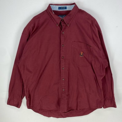 古着 80's/80年代 ヴィンテージ チャップスラルフローレン CHAPS RALPHLAUREN 長袖シャツ ボタンダウン XL レッド系 メンズ