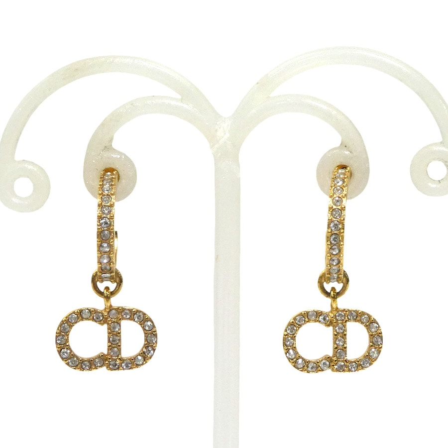 クリスチャンディオール Christian Dior ピアス メタル/ラインストーン ゴールド レディース【中古】 r11481k