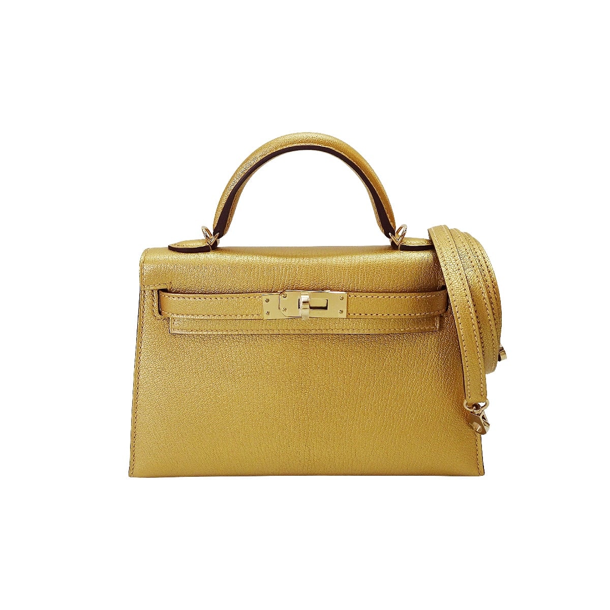 【恵比寿明治通り店】HERMES エルメス ショルダーバッグ ケリー ミニ ドゥ ケリー 20 ドレ (新) メタリゼ メタリックゴールド シェーヴルシャムキラ シャンパンゴールド金具 K刻印 新品