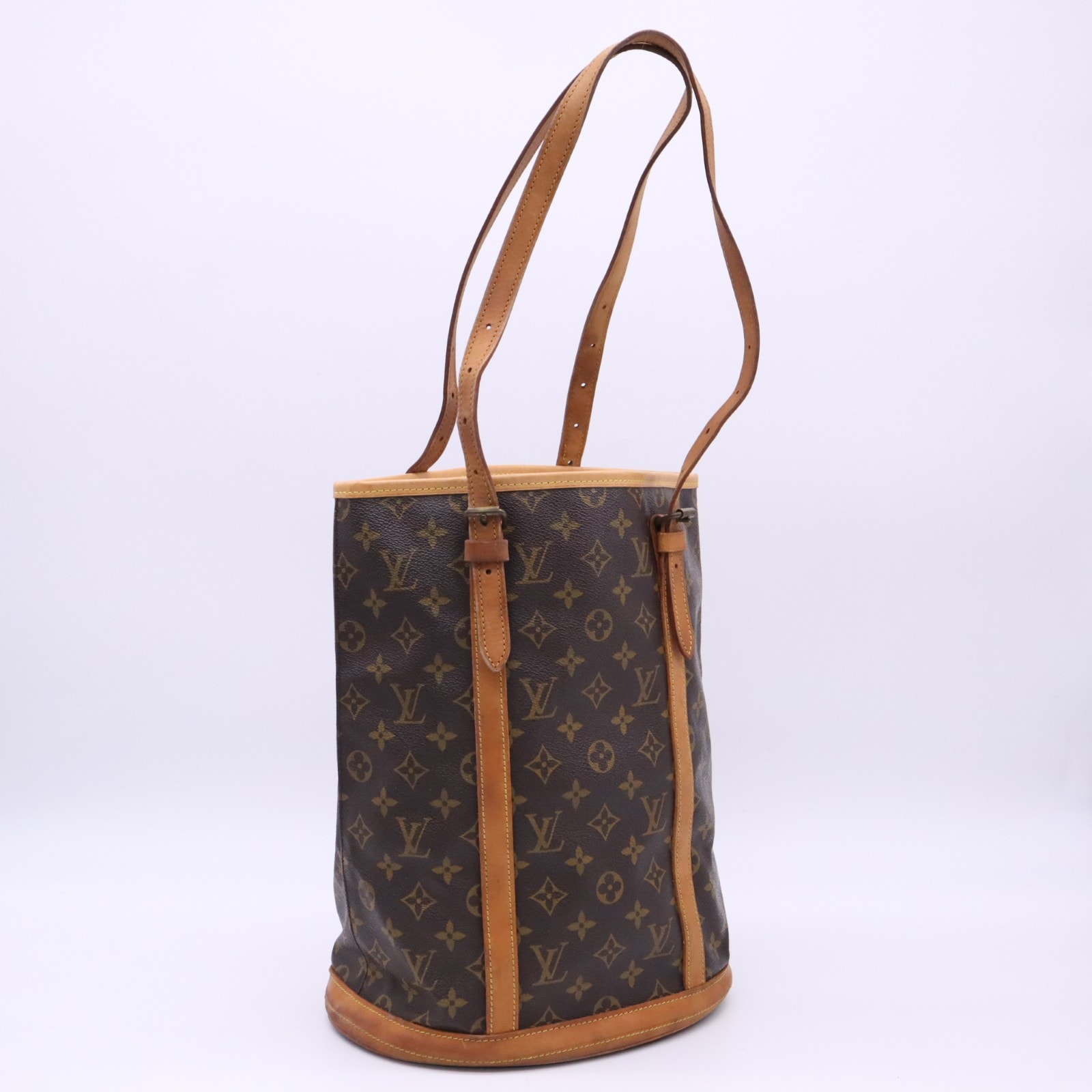 LOUIS VUITTON ルイ・ヴィトン モノグラム バケットGM M42236 ハンドバッグ ブラウン ベージュ コーティングキャンバス レザー レディース