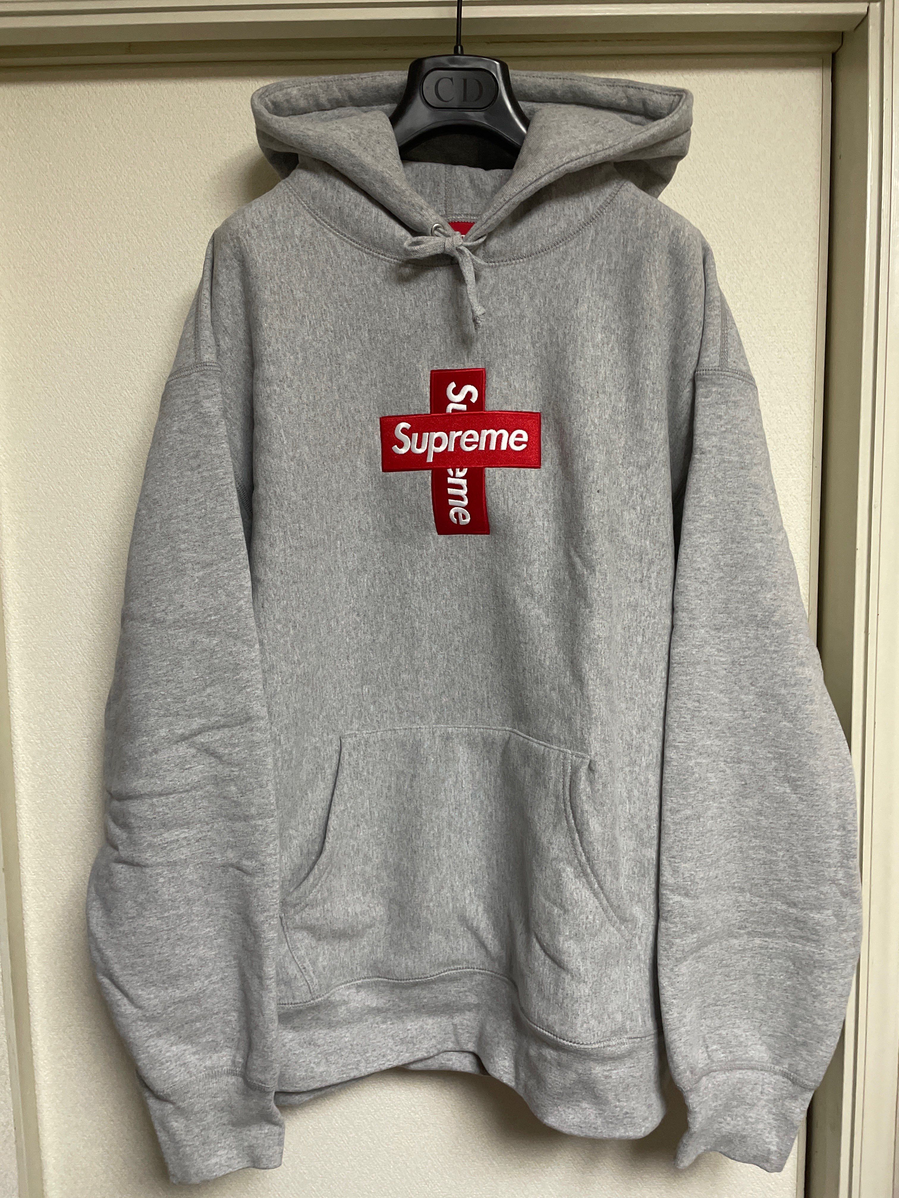 Supreme Cross Box Logo Hooded Sweatshirt "Grey"