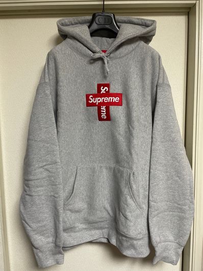 Supreme Cross Box Logo Hooded Sweatshirt "Grey"