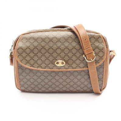 セリーヌ CELINE トリオンフ ショルダーバッグ バッグ PVCコーティングキャンバス レザー レディース ブラウン系 【中古】