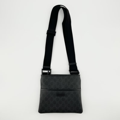 GUCCI(グッチ) GGスプリーム スモール PVC×レザー 162905 メッセンジャーバッグ ブラック