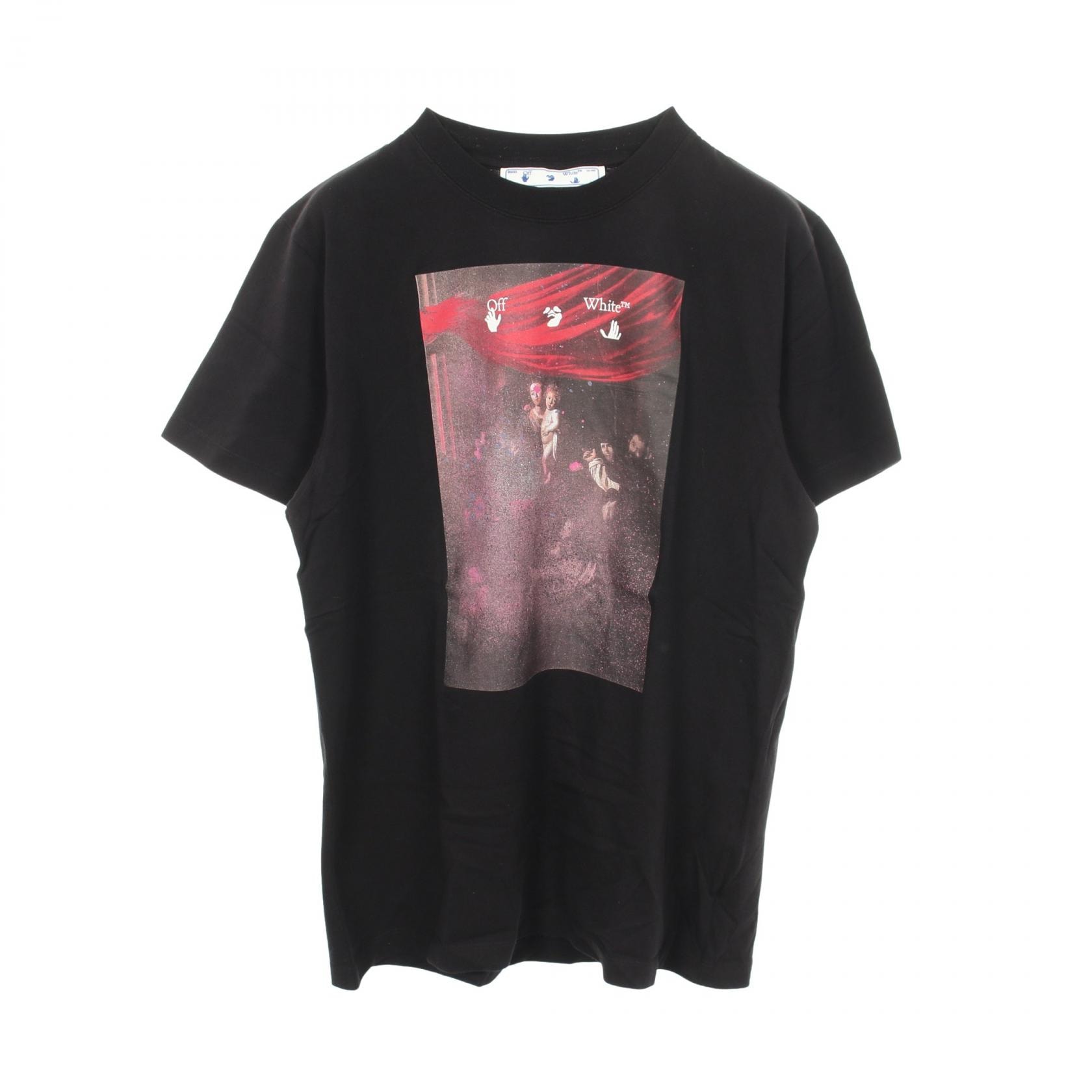オフホワイト OFF-WHITE Caravaggio Painting 半袖Tシャツ 衣料品 トップス コットン メンズ ブラック系 / マルチカラー 【中古】