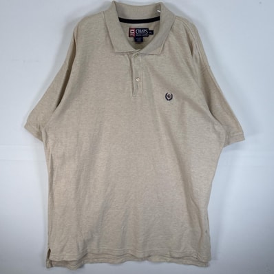 古着 90's/90年代 チャップスラルフローレン CHAPS RALPHLAUREN 半袖 ポロシャツ リネン ロゴ 刺繍 大きいサイズ 14041 ベージュ 無地 メンズ