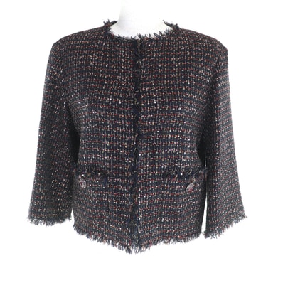 極美品 シャネル ノーカラージャケット マルチ 34 12A P44038