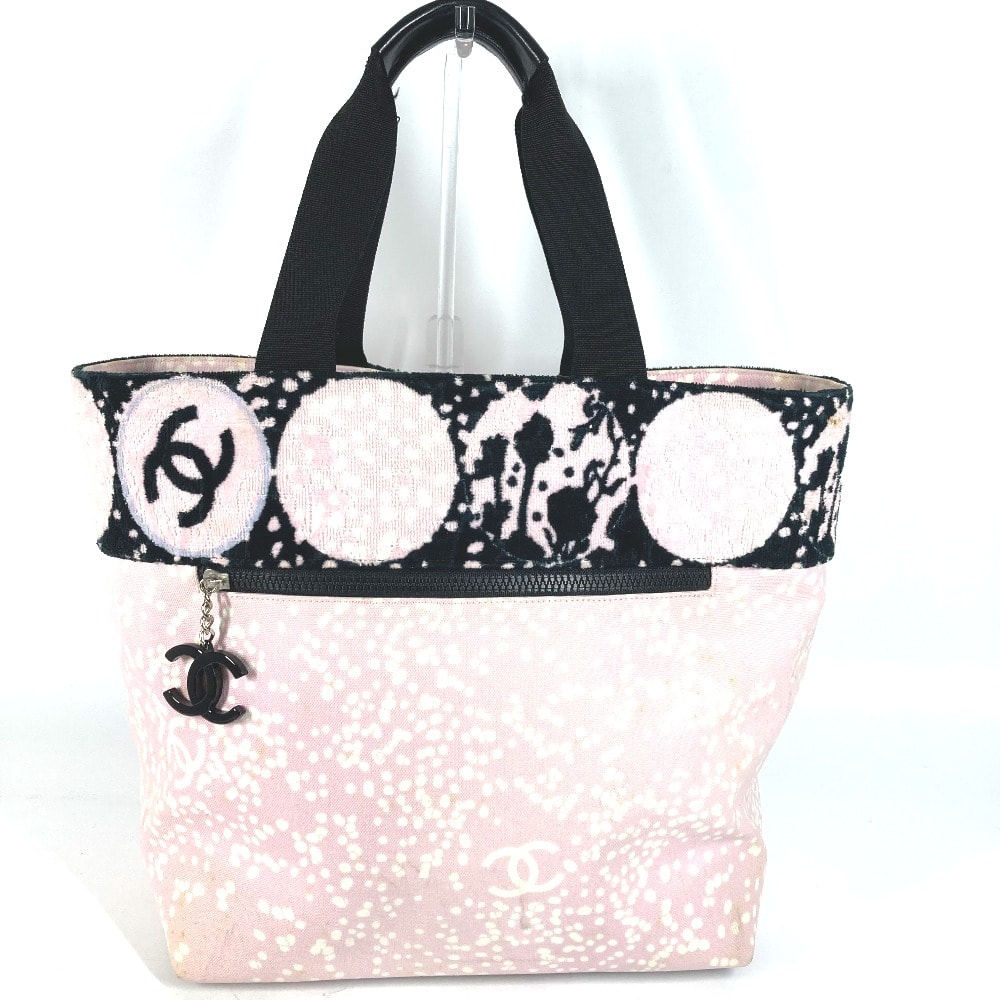 シャネル CHANEL CC ココマーク ハイサマー パイル ラージ トートバッグ カバン 肩掛け ショルダーバッグ コットン ピンク