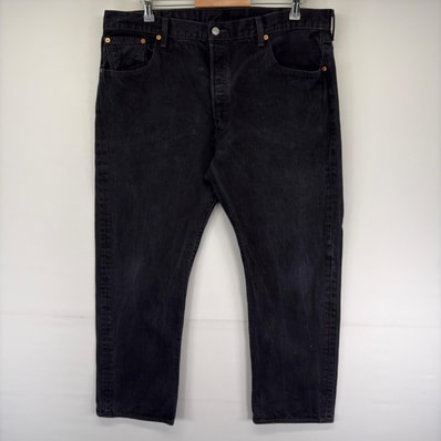 古着 リーバイス Levi's デニム パンツ 5ポケット ストレート ボタンフライ ジーンズ ジーパン 501 w40 L30 ブラック系 メンズ